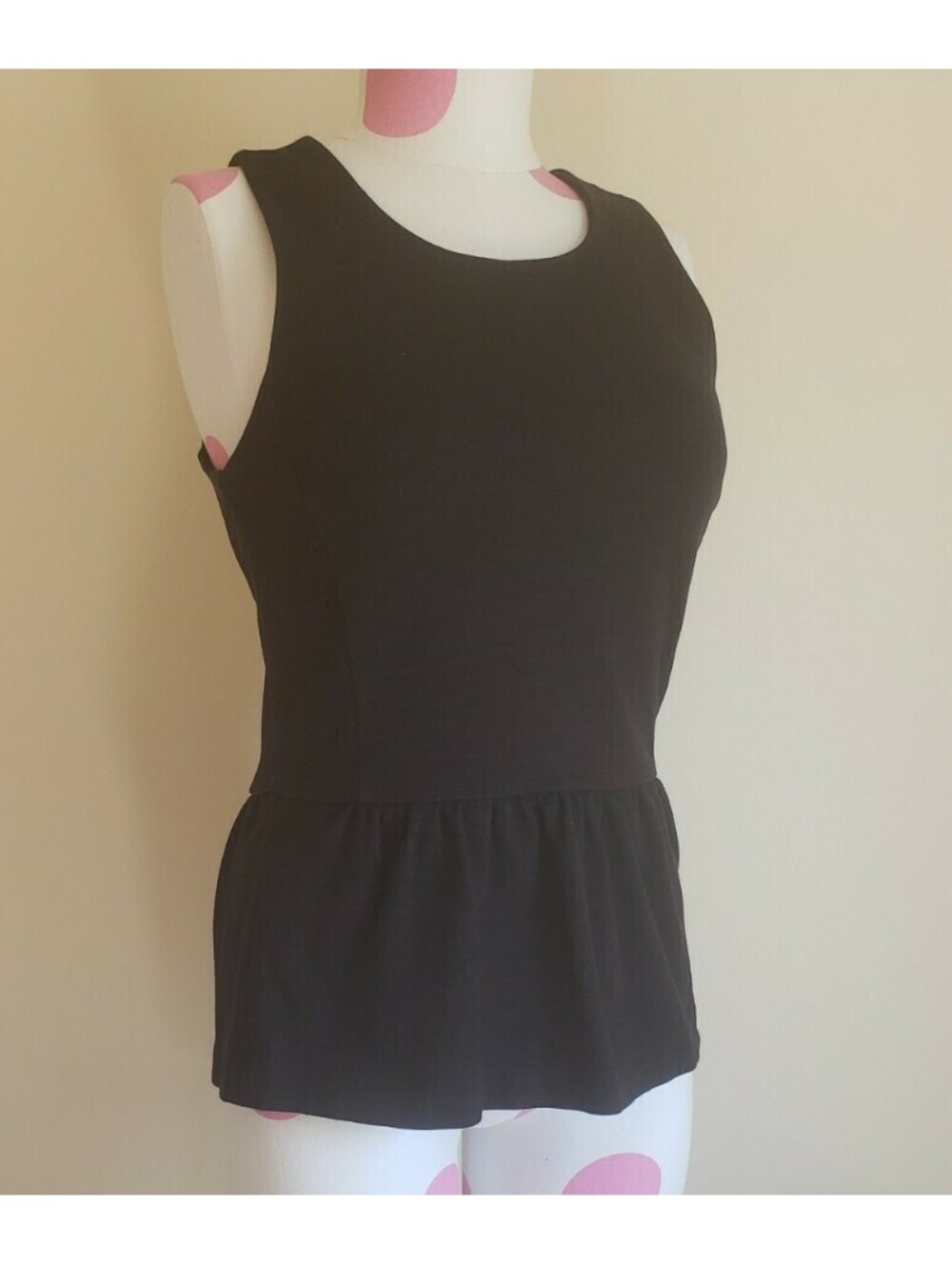 MADEWELL Sleeveless Shirt Women's XS Peplum Top Black Side Zipper Cotton Blend